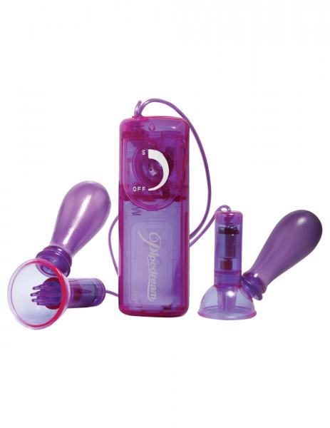 Fetish Fantasy Vibrating Nipple Pumps Purple