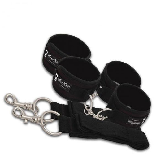 Lux Fetish Bed Spreader 7 Piece Restraint System Black