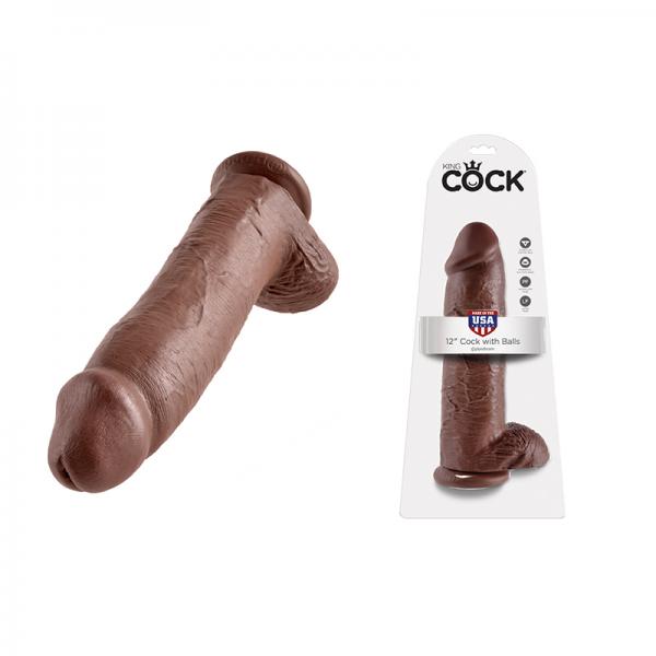 King C*ck 12 Inch C*ck With Balls Brown