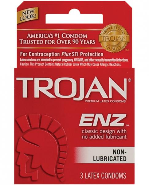 Trojan Enz Non-Lubricated Condoms - Box of 3